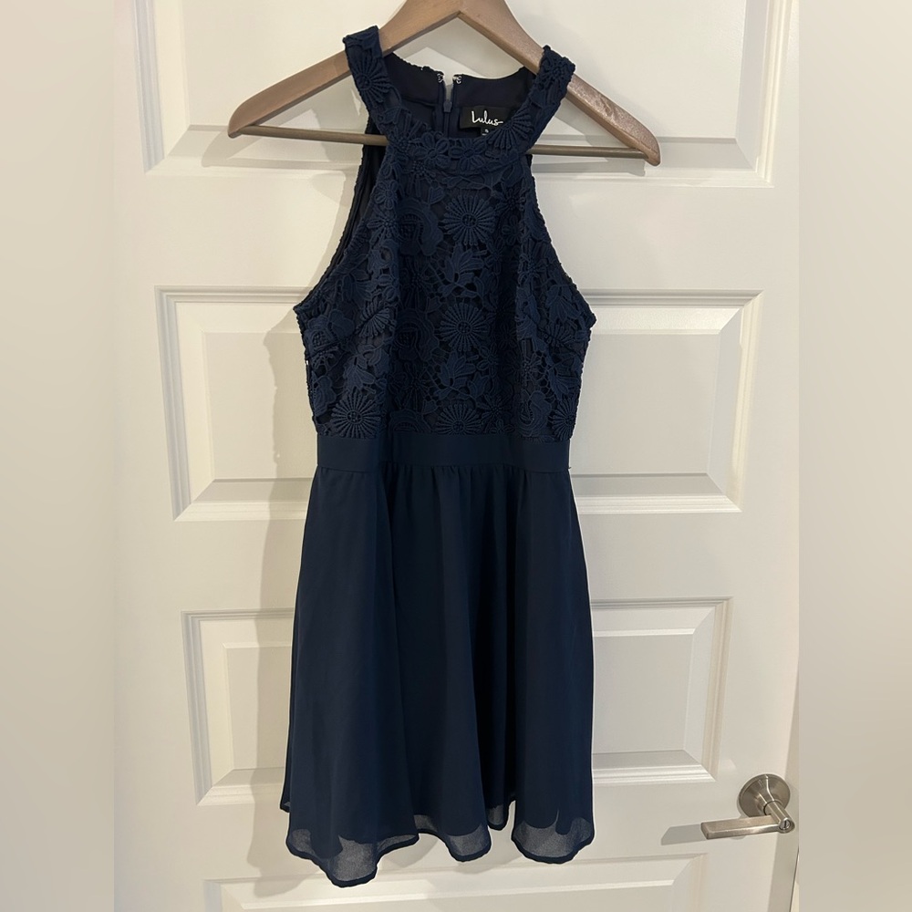 Lulus Lace Mini Dress Navy Blue Size S